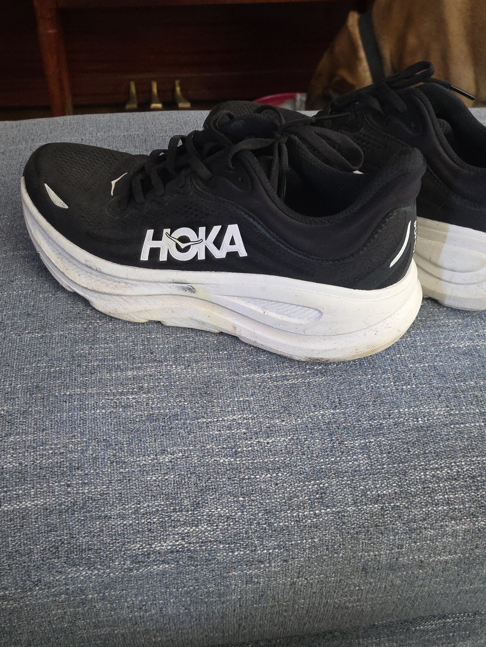 Hoka Men's Black and White Athletic Running Shoes